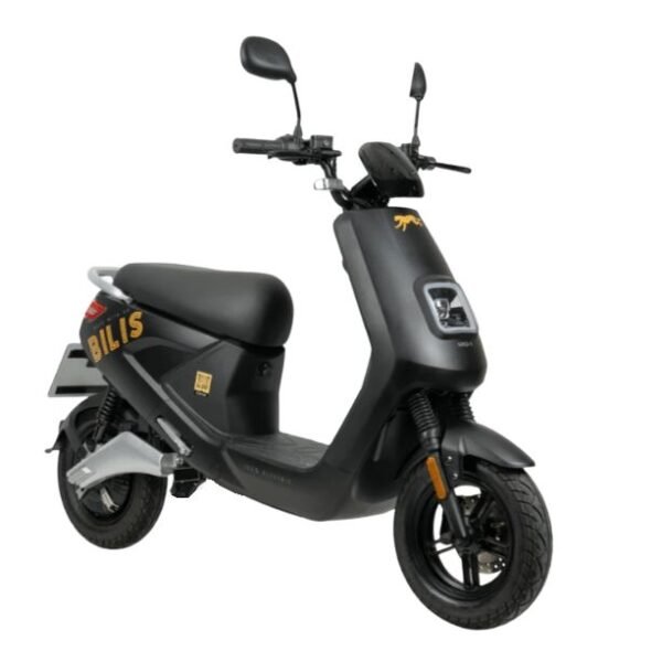 angled view of a Bilis electric moped